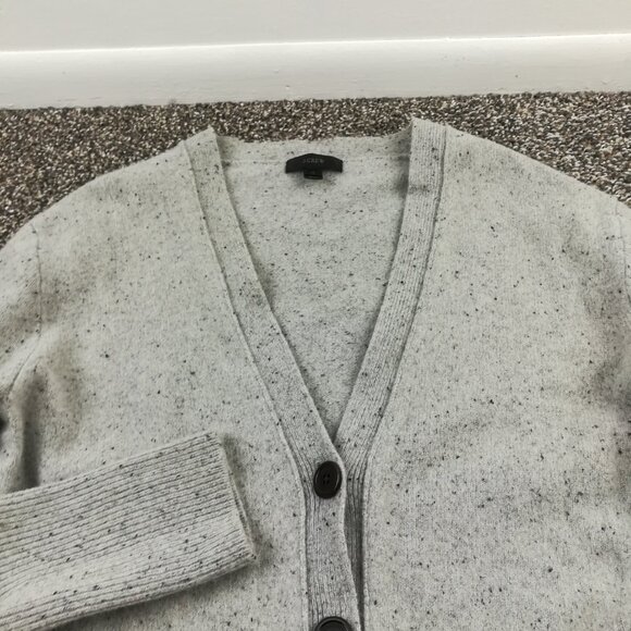 J Crew Sweater Wool Cardigan Long Donegal Flecked Gray Womens Medium - Picture 2 of 11